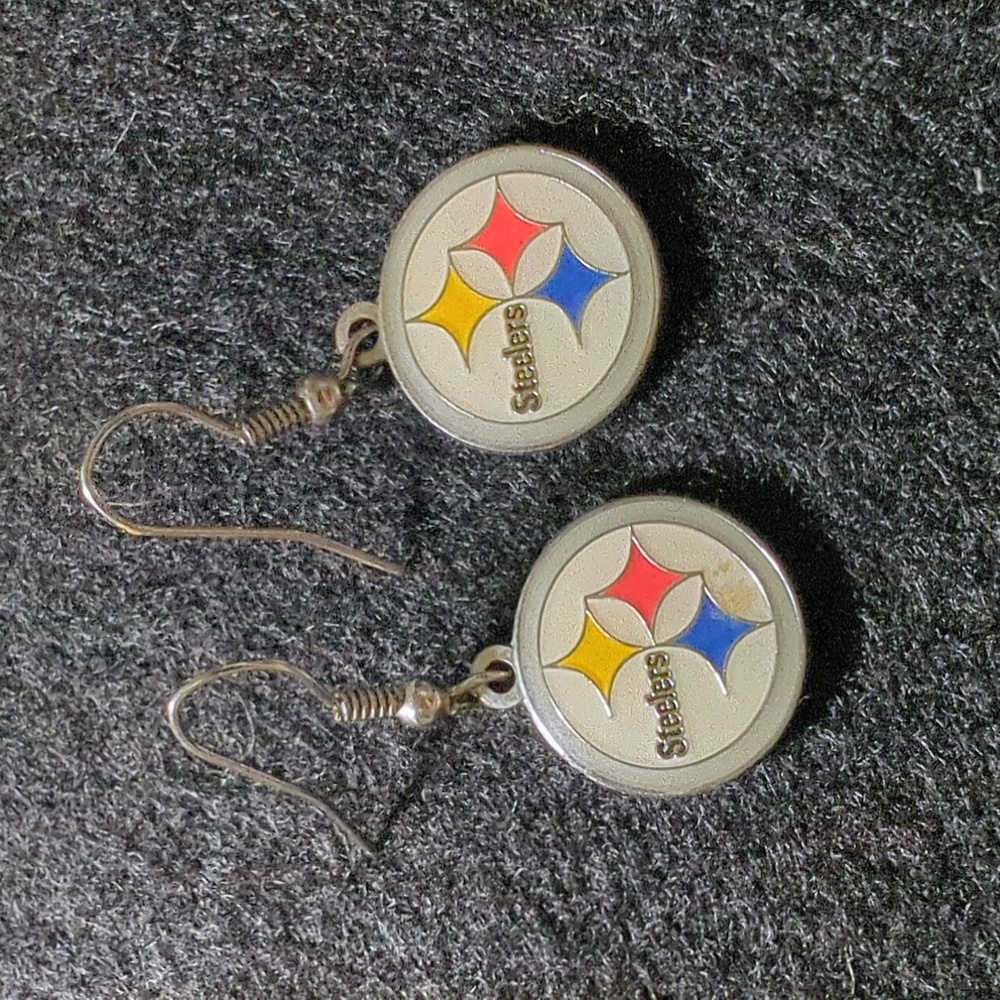 📌SALE $7.📌Vintage Unique Pittsburgh STEELERS Dangling Earrings FRENCH Wires